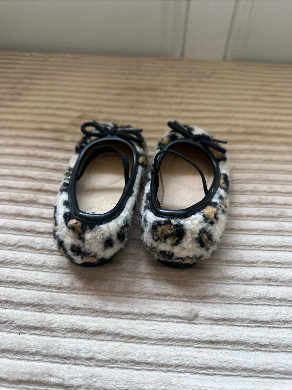 GAP Toddler Leopard Print Faux-Fur Ballet Flats - Black/Tan/White